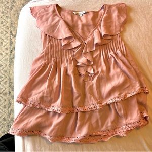 Rebecca Minkoff pink sleeveless ruffle blouse